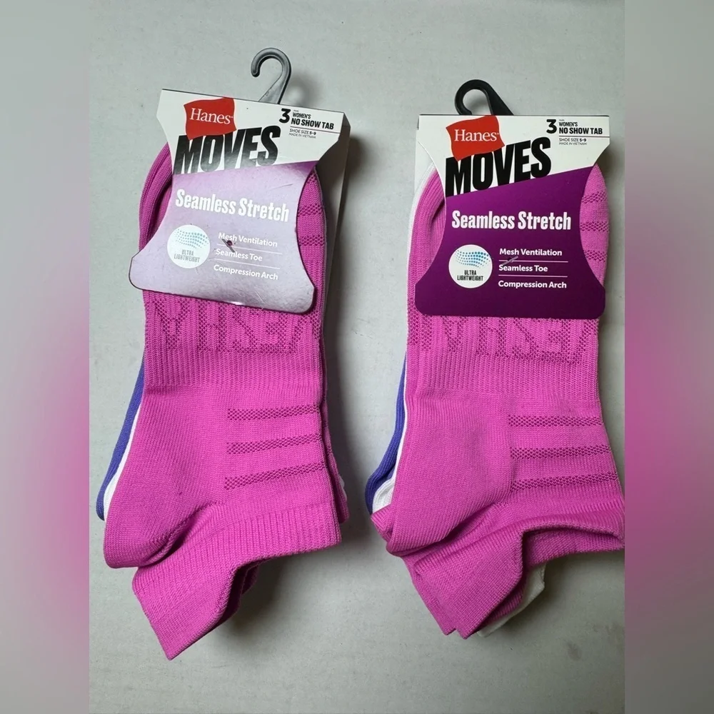2 Hanes Moves Women No Show Sock with Tab, 3-Pack, Fits Shoe Size 5-9